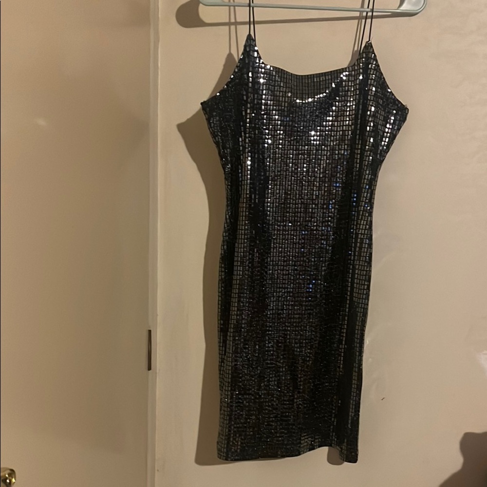 Black Sequin Embellished Mini Dress